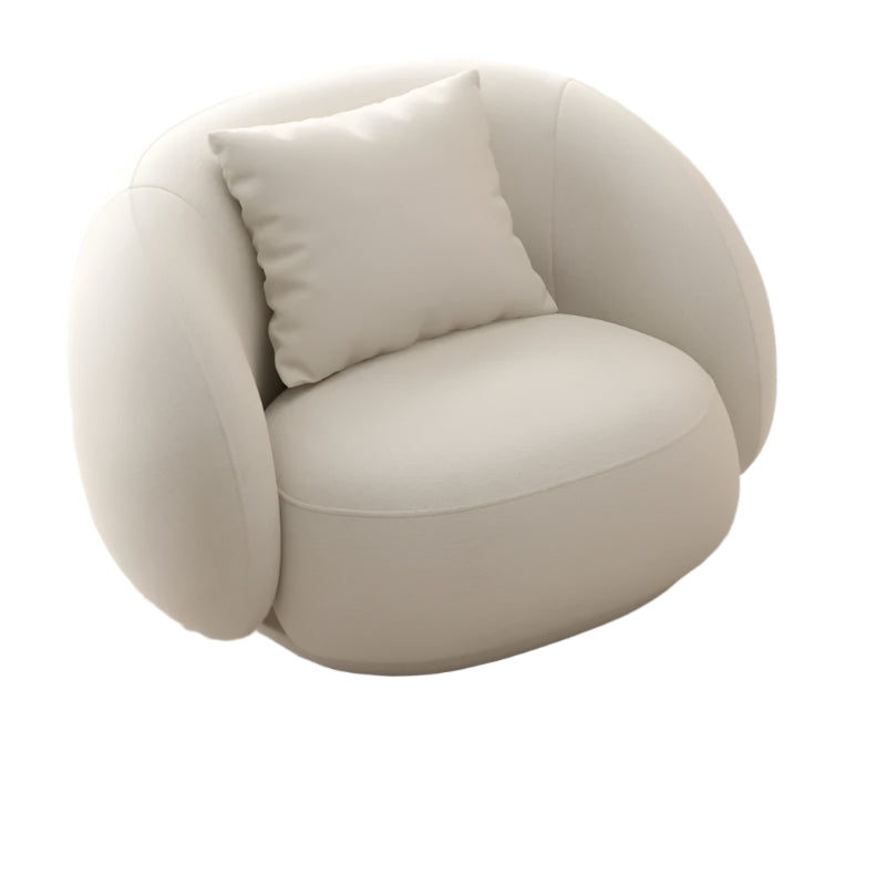 Modernes Rundsofa – Weißes Designer Sofa mit Flockstoff, L-Form
