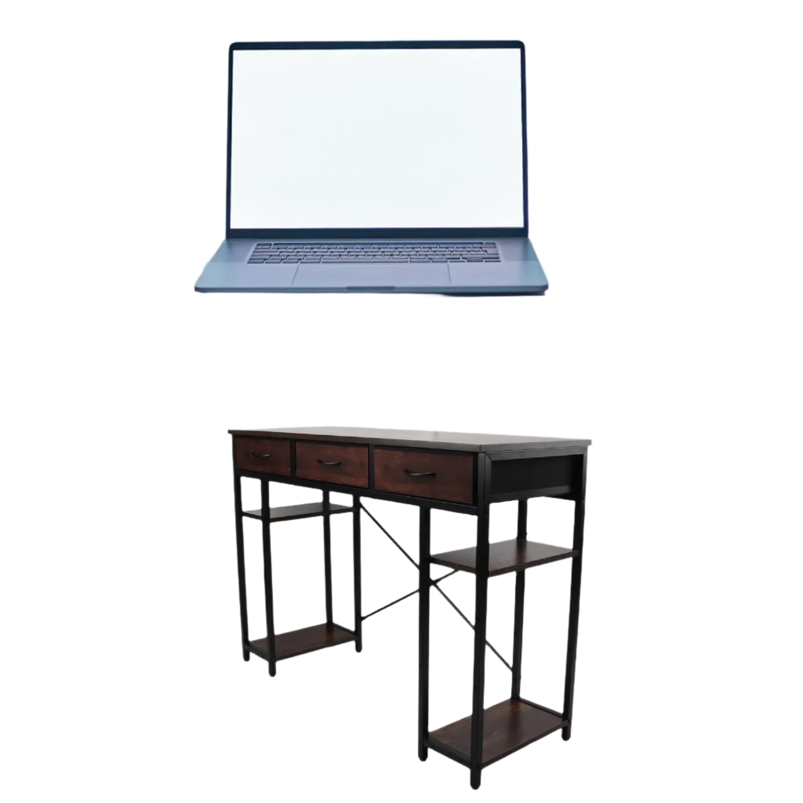 Retro Schreibtisch mit Tastaturauszug & Schubladen – Stabiler Computertisch