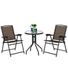 3-teiliges Bistro Gartenmöbel-Set – 2 klappbare Stühle & runder Glastisch