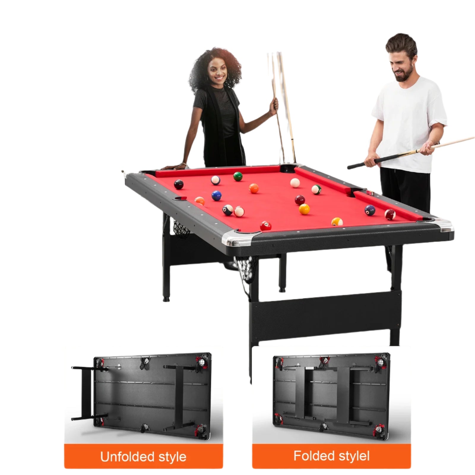Faltbarer Billardtisch mit Zubehör – 6,3 ft oder 7 ft, platzsparend