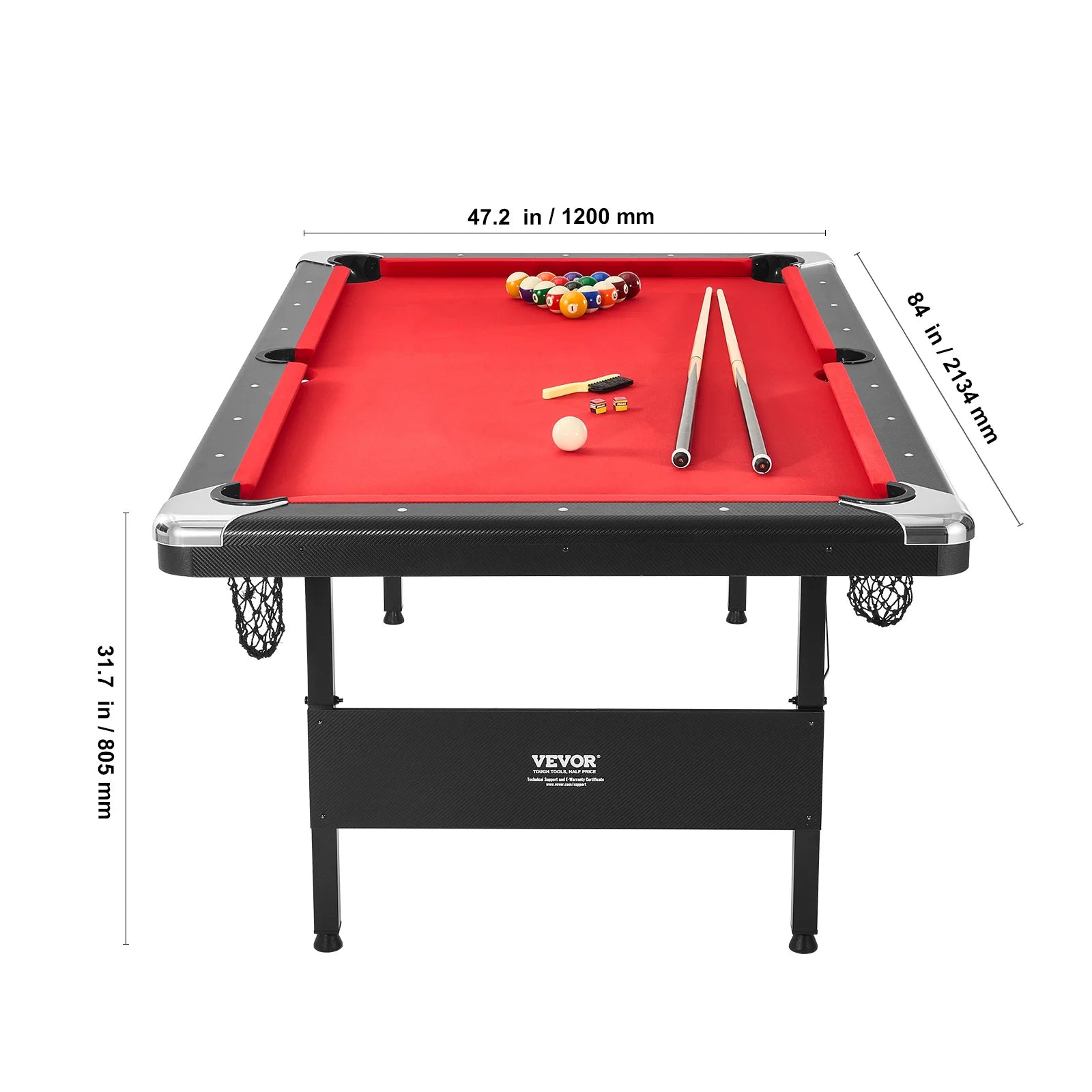 Faltbarer Billardtisch mit Zubehör – 6,3 ft oder 7 ft, platzsparend