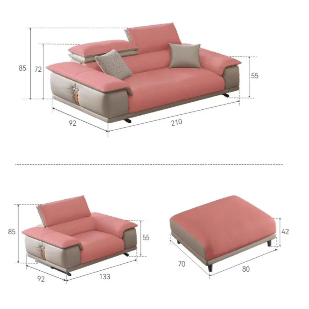 Sofa aus Echtleder – Modernes L-förmiges Wohnzimmer Sofa